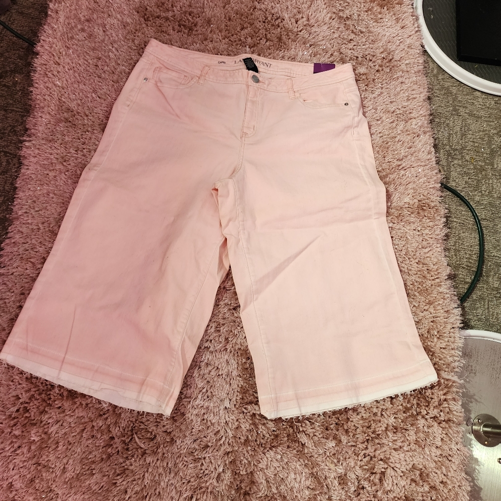 Lane bryant peach wide leg jean capri plus size 18
